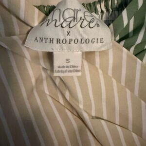 Anthropologie Maeve Green and Cream Top